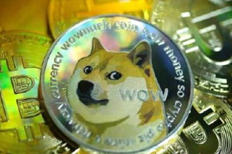 A playful Dogecoin meme highlighting the cryptocurrency's community.